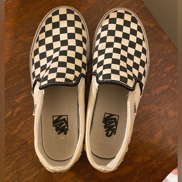 Black and White Checkered Vans Slip Ons - Picture 5 of 6